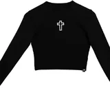 Боди с открытой спиной, лонгслив с пирсингом, Black Cross Top 6