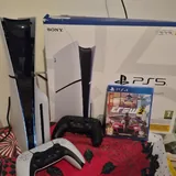 PS5 Slim, второй джойстик, кабели, диск The Crew 2 6