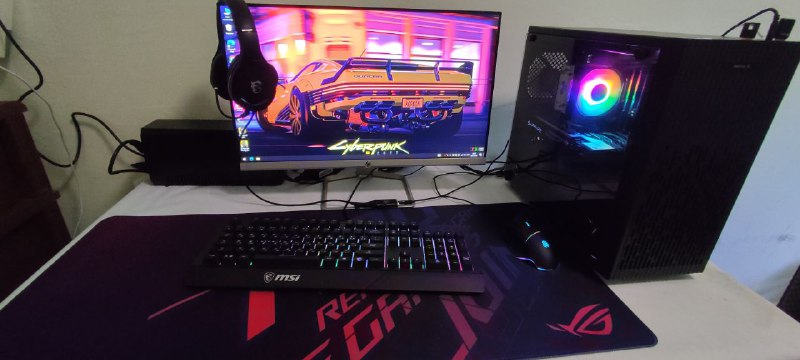 ПК с процессором i3-12100f, видеокартой RX580, 16GB RAM, монитор HP24f 3