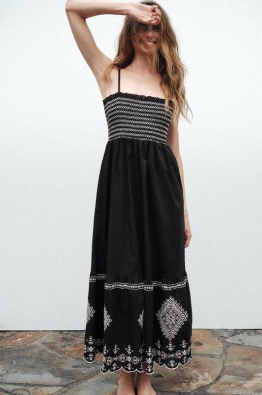 Черный сарафан, сарафан в ретро стиле с рукавом 2