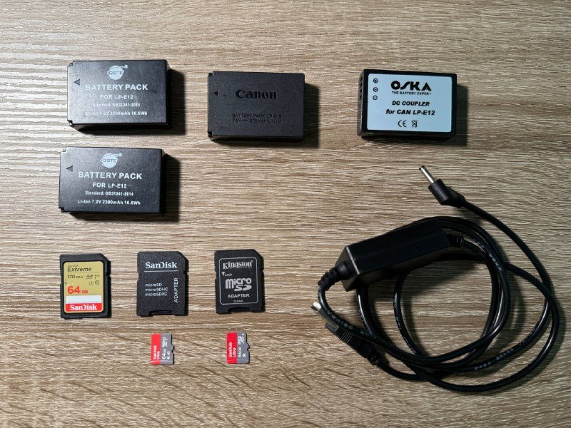 Canon EOS M50 Mark I, объективы, карты памяти, аккумуляторы 2