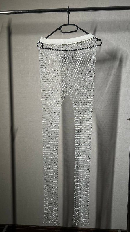 Акцентные брюки из сетки с кристаллами