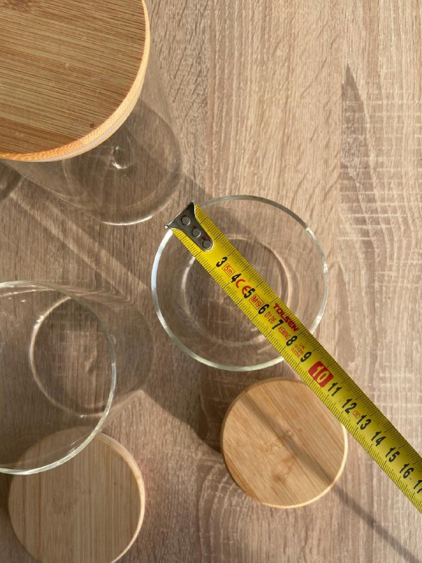 Набор стеклянных баночек для хранения с бамбуковой крышкой 8