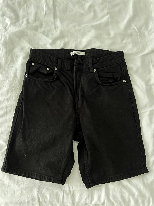 мужские черные джинсовые шорты Zara 5