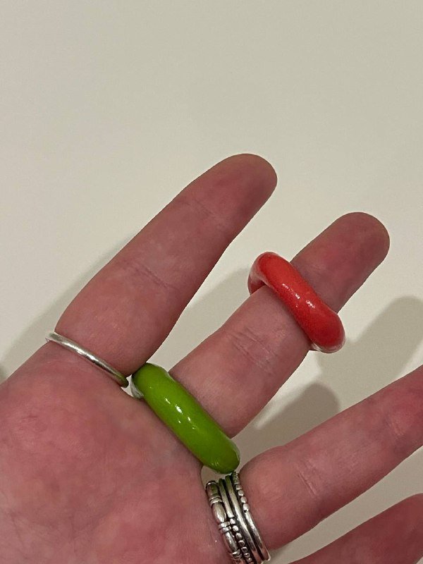 Кольца ручной работы из глины со стразами 3