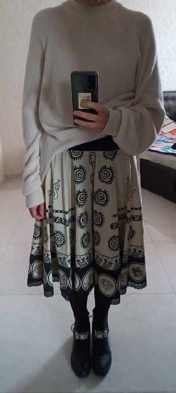 Свитер Top top, юбка черная под замшу, юбка черно-кремовая, ботинки 39 размер 2