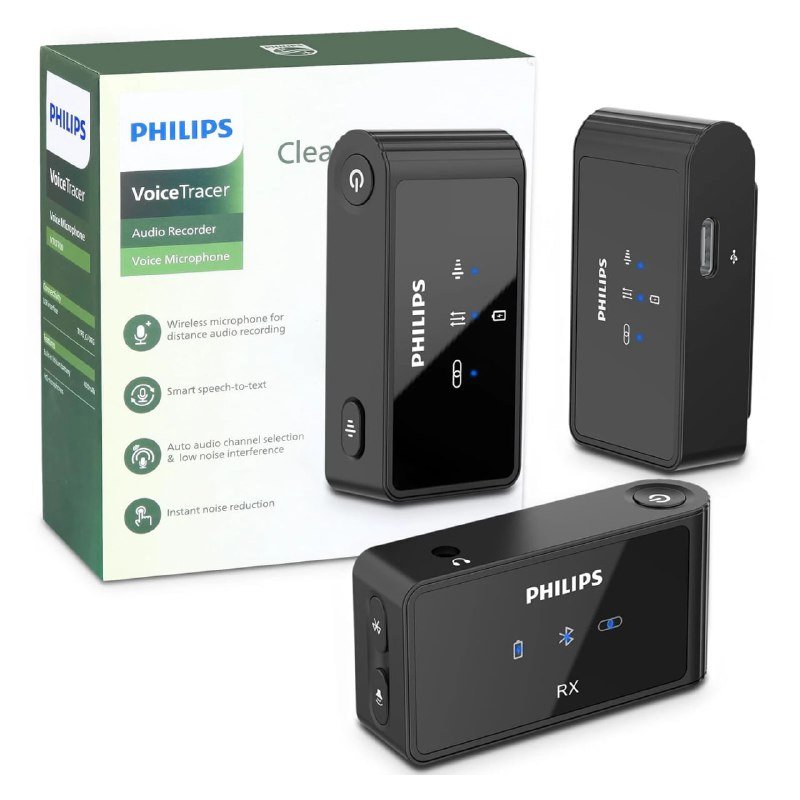 Philips VoiceTracer Wireless Lavalier Microphone VTR7700 1RX