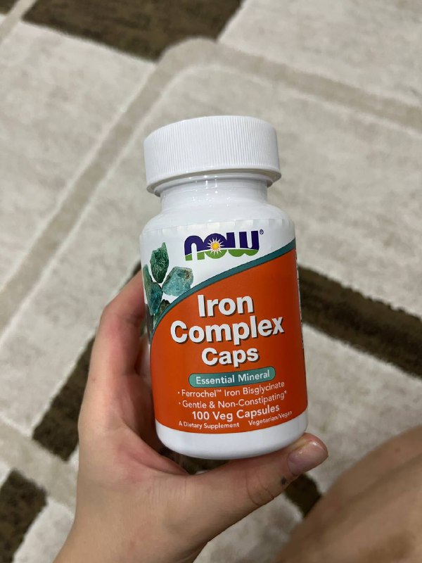 Капсулы NOW Iron Complex с витамином В12 и С, 98 шт