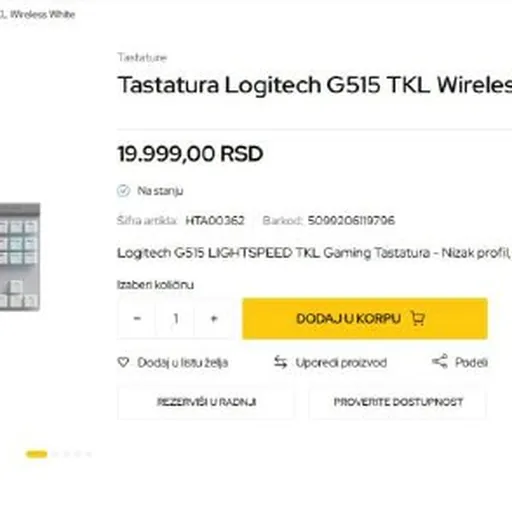 Logitech G515 TKL Wireless Keyboard White