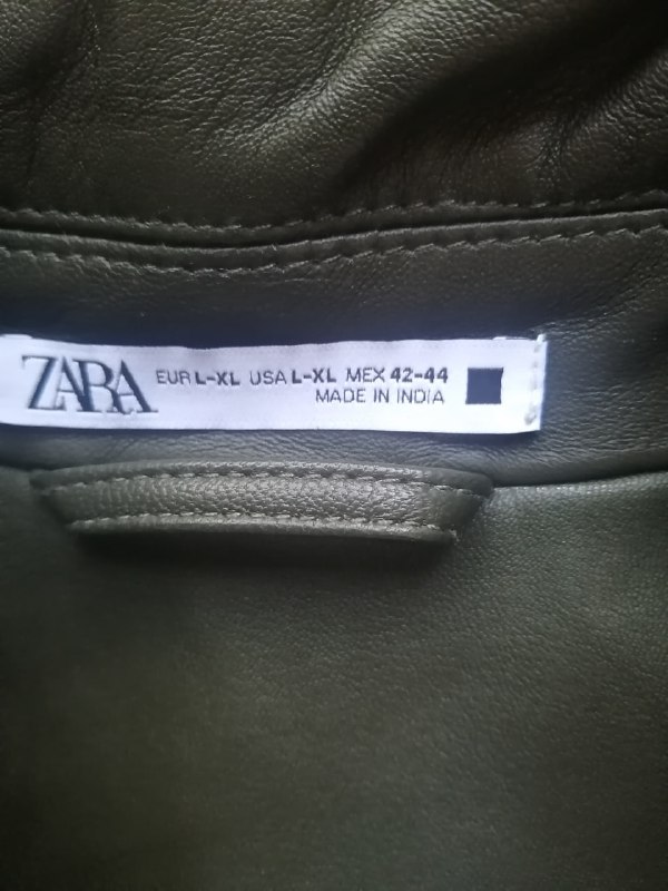 Unisex кожаная куртка ZARA темно-зеленая XL 4