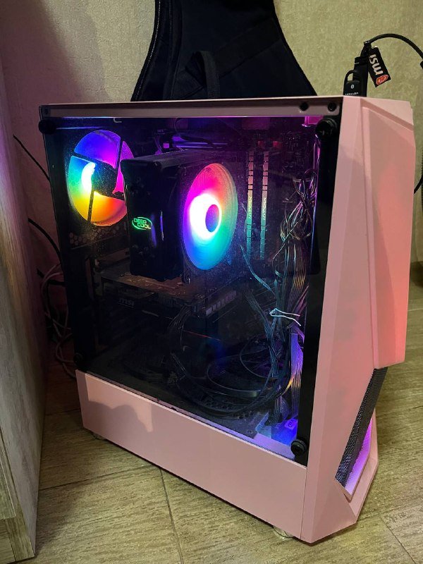 Корпус компьютерный 1stPlayer DK-3 розовый с RGB подсветкой 3