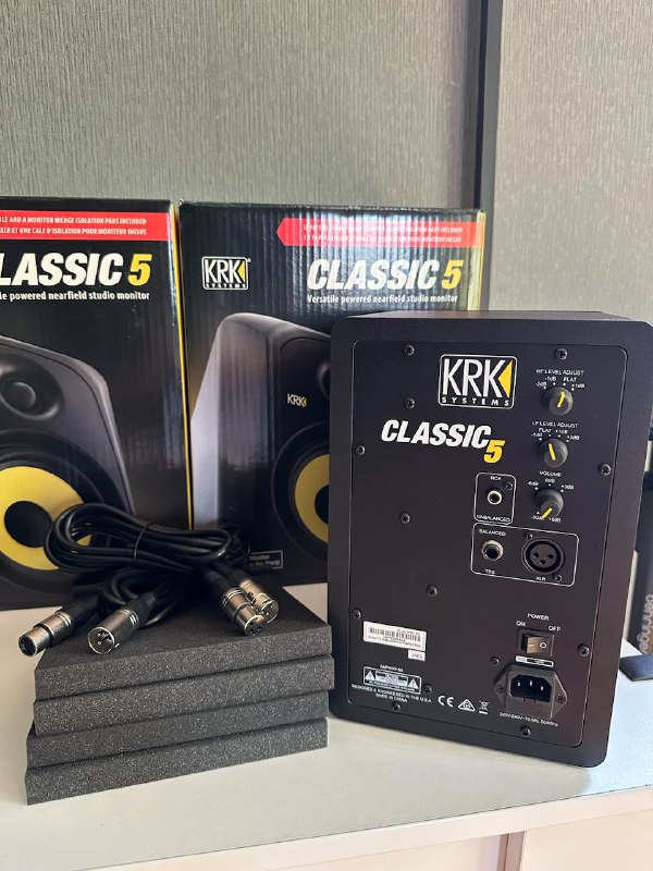 KRK Classic 5 speakers, XLR cables, monitor stand pads 2