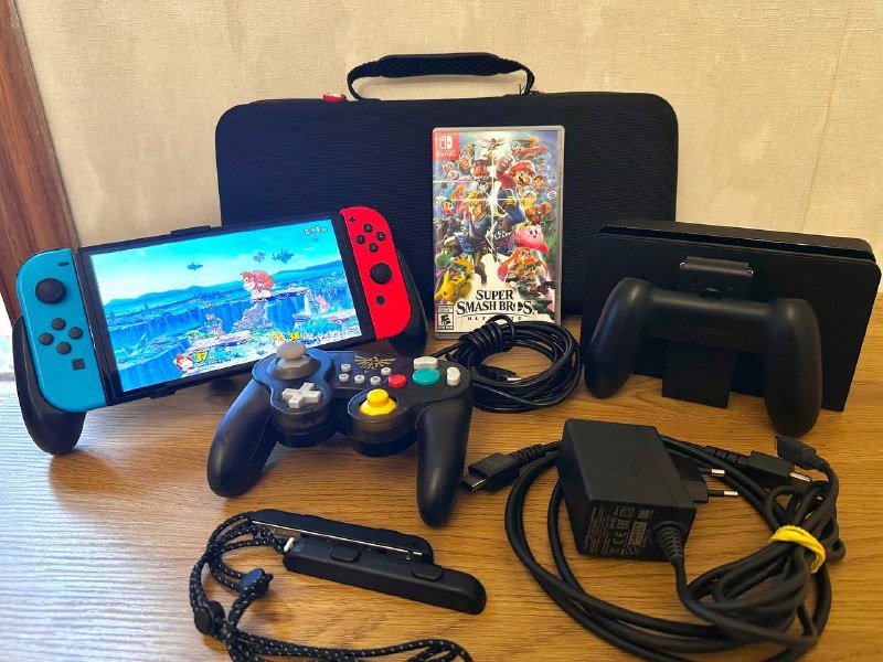 Nintendo Switch OLED, Super Smash Bros Ultimate, контроллер, чехол