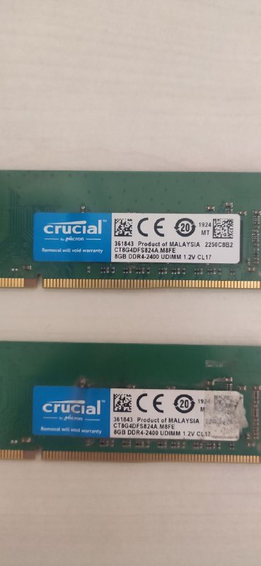 Оперативная память Crucial DDR4 16GB 2400MHz, комплект из двух