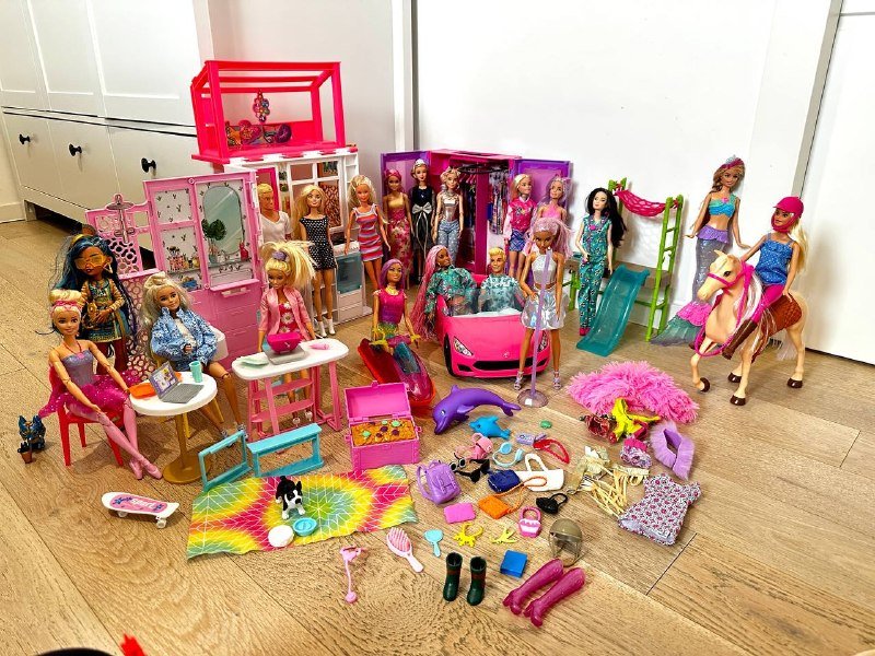 Barbie набор: дом, гардероб, машина, куклы, аксессуары, лошадь, мебель
