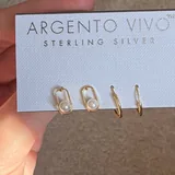 Колье Clover, серьги Knife Edge Hoop, серьги C Hoop, набор серёг 8