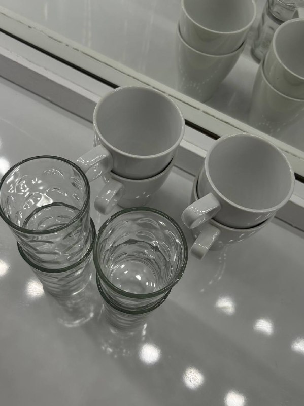 4 стакана, 4 кружки