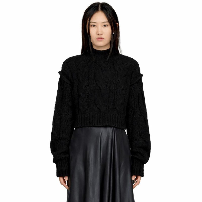 Черный свитер Sportmax, Джинсовая юбка Paloma Wool