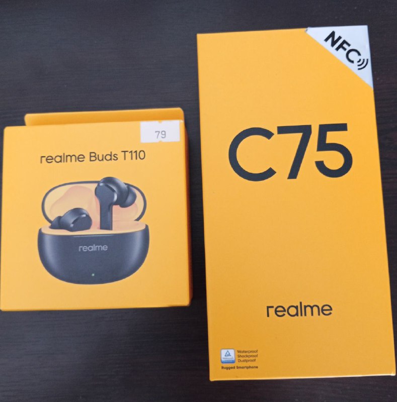 Realme Buds T110 наушники, смартфон Realme C75 8/256GB