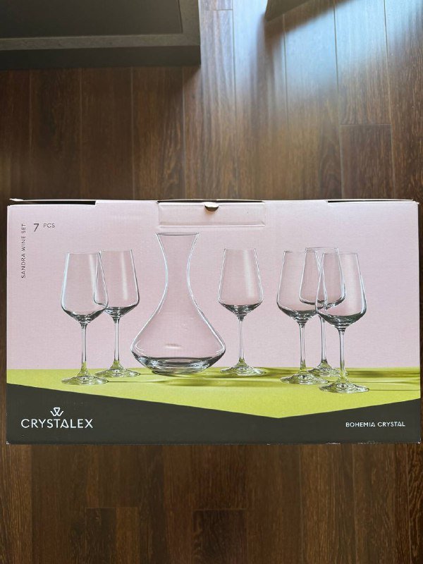 6 бокалов для вина, декантер Crystalex Bohemia Sandra 2