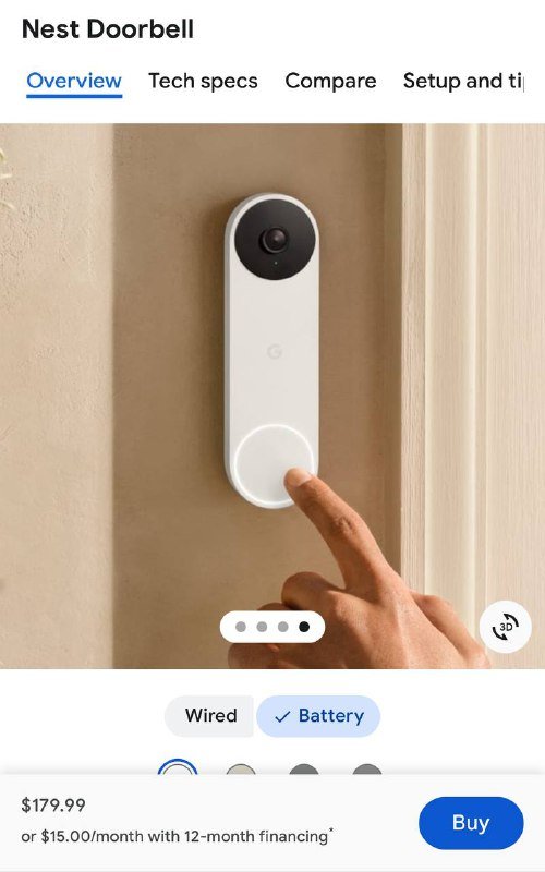 Google Nest Doorbell (Battery) умный видеозвонок на аккумуляторе