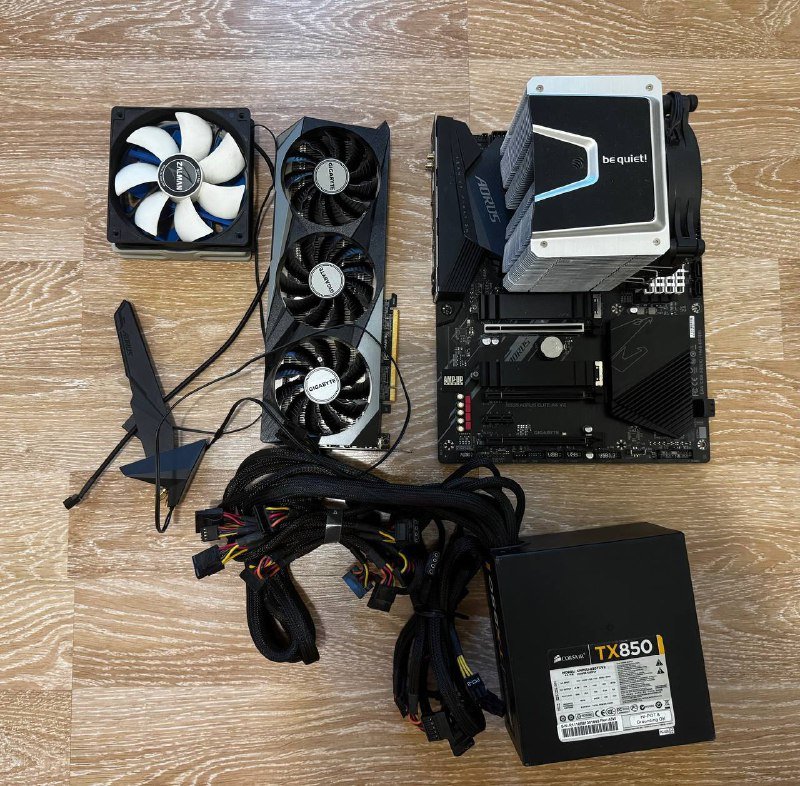 Материнская плата, видеокарта, блок питания, память, процессор, куллер