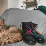 Dr. Martens boots with rainbow stitching and laces 1
