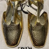 Золотые женские туфли Zara 1