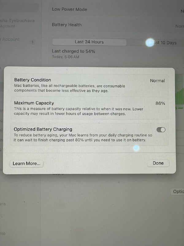 Macbook Air 2020 M1 8GB 86% battery 4