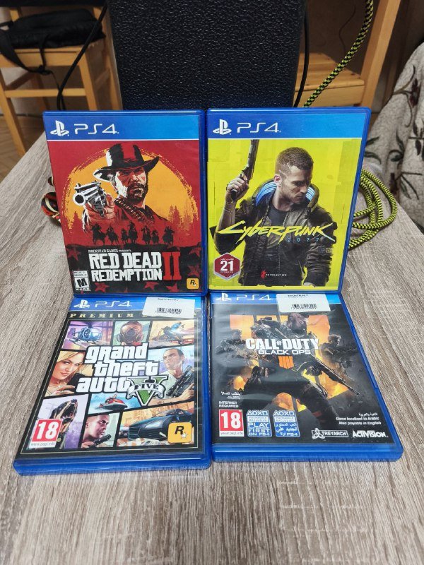 RDR 2, GTA 5, Cyberpunk, Call of Duty Black Ops 4 диски пс4