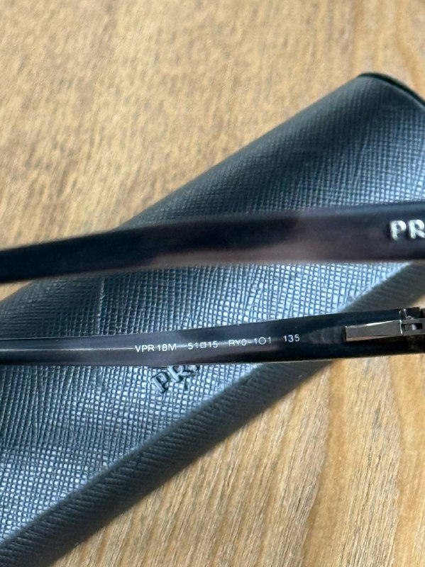 Prada Smoke Gray Wood Grain Blue Eyeglasses 4