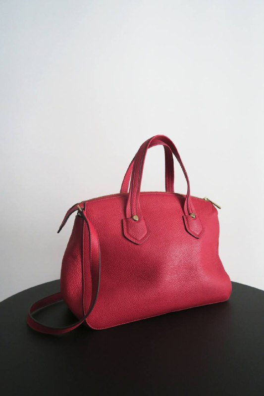 Оригинальная кожаная сумка Furla рубиново-красная 5