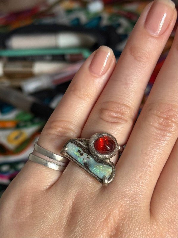 Авторские серебряные кольца с натуральными опалами 6