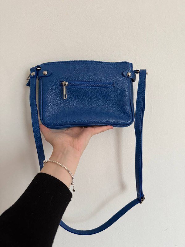 Сумка кожаная новая электрик ярко-синяя 4