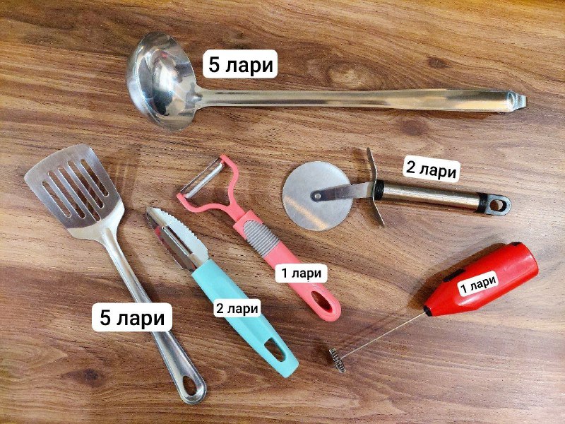 Половник металлический, мини-лопатка, нож для пиццы, овощечистки, капучинатор