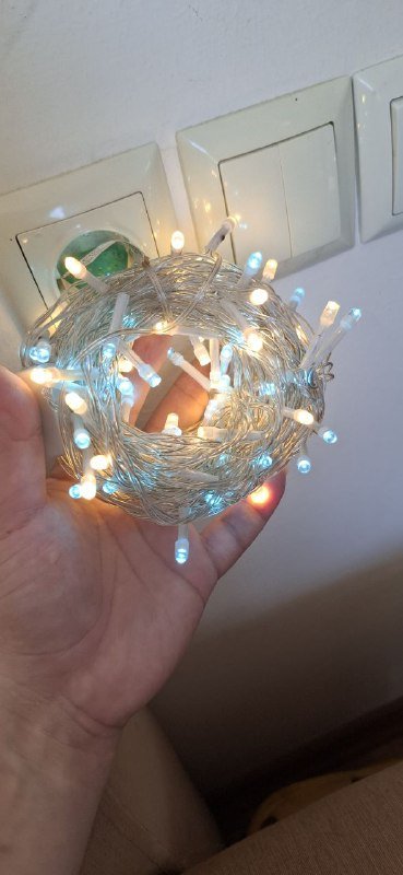 Огоньки микс холодный белый, красный, теплый белый с голубым 3