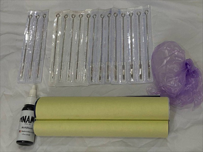 Набор для тату и хендпоука с краской и иглами