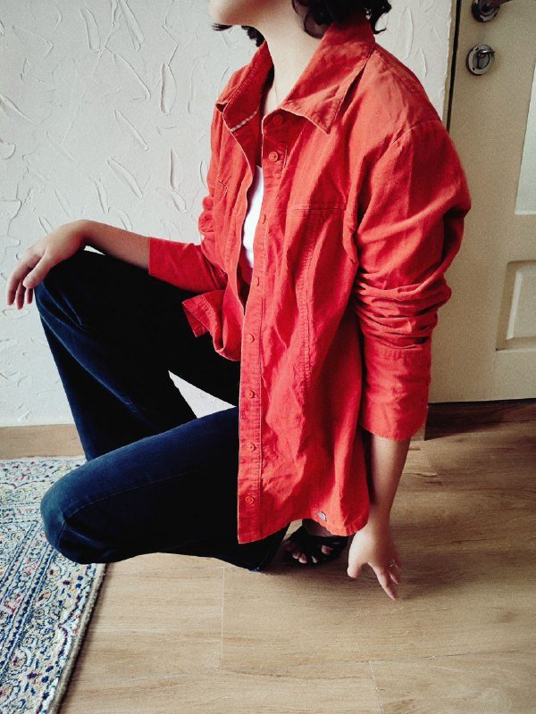 Оранжевая рубашка размер M 2