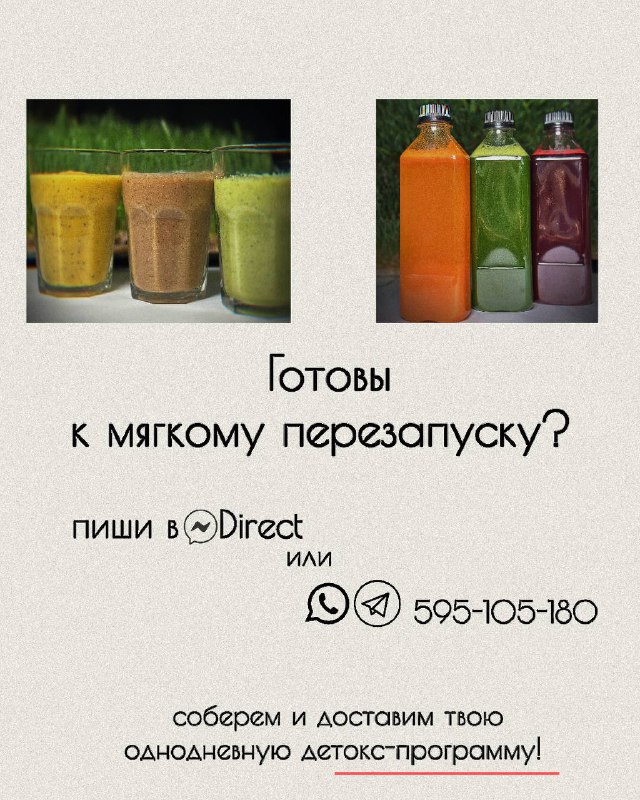 1-дневная программа “Рестарт” — смузи + соки на весь день 8