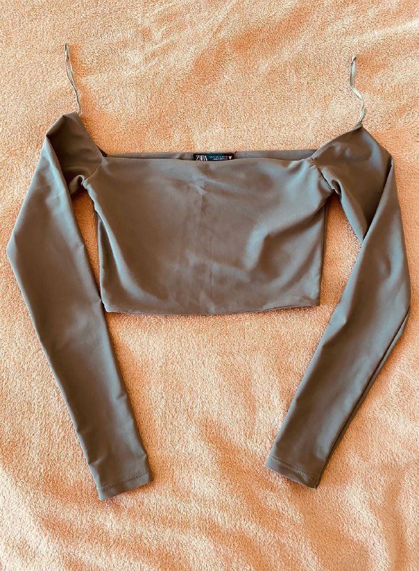 Укороченный кроп топ женский Zara серый S