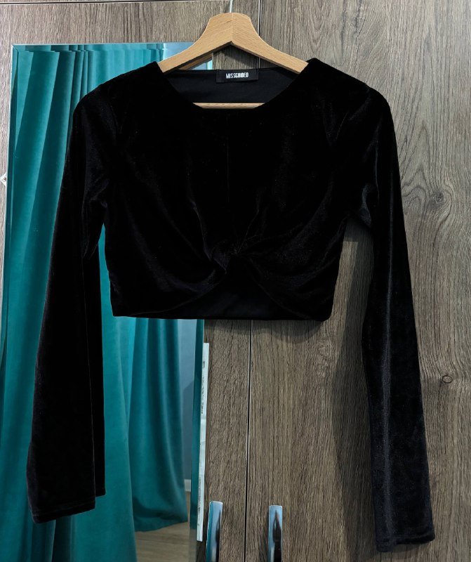 Велюровый топ с длинными рукавами размер XS