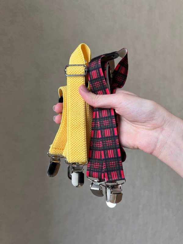 Подтяжки для брюк и юбок красные и жёлтые