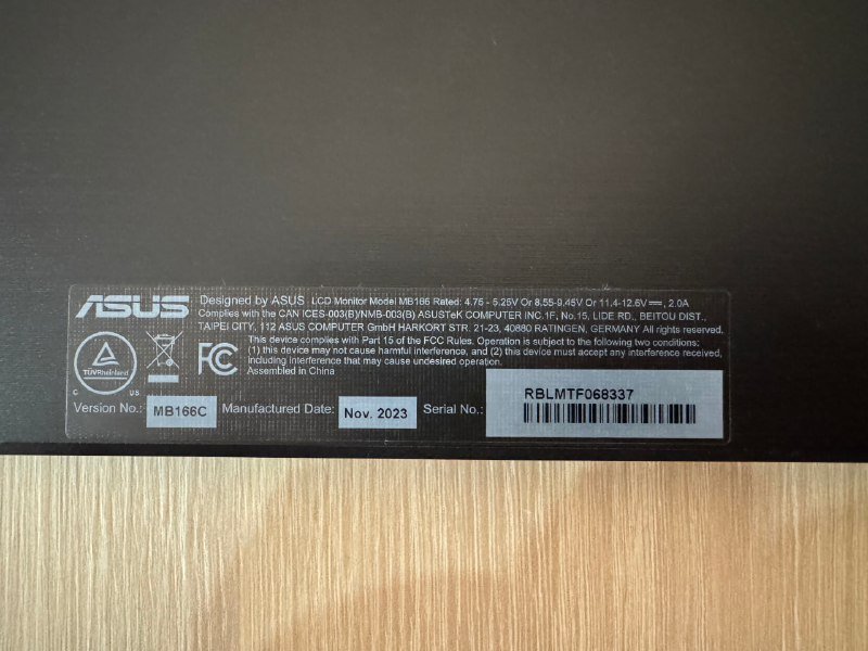Портативный монитор Asus MB166C 16 дюймов IPS FullHD 5
