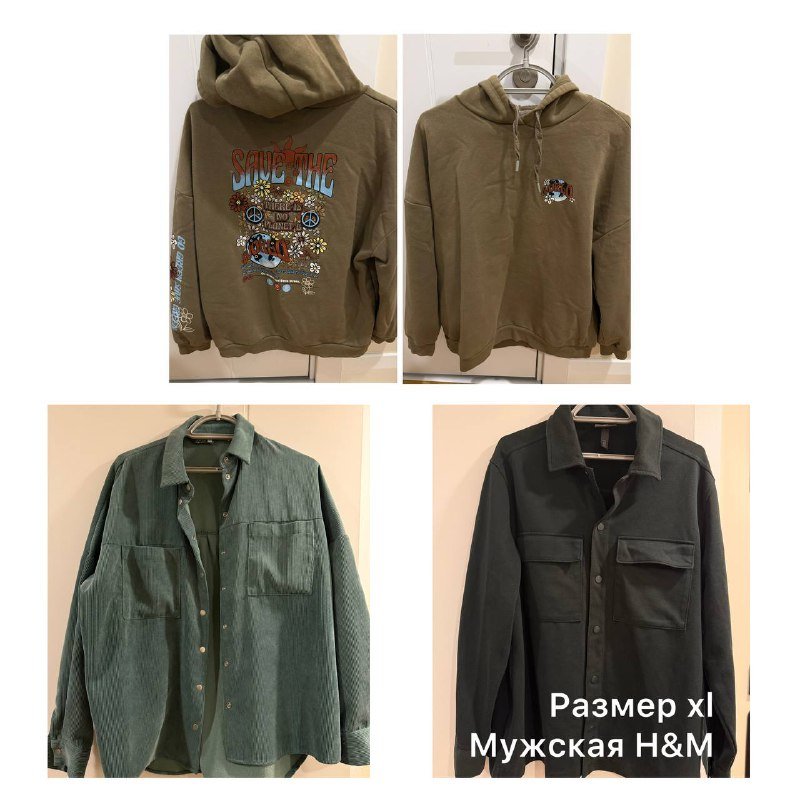 Майка черная Zola, зеленая Zarina, юбка джинсовая Pullbear, юбка коричневая love republic, пончо, рубашка черная koton, платье Mohito черное и розовое, толстовка Koton, зелёная рубашка sela, мужская рубашка H&M 3