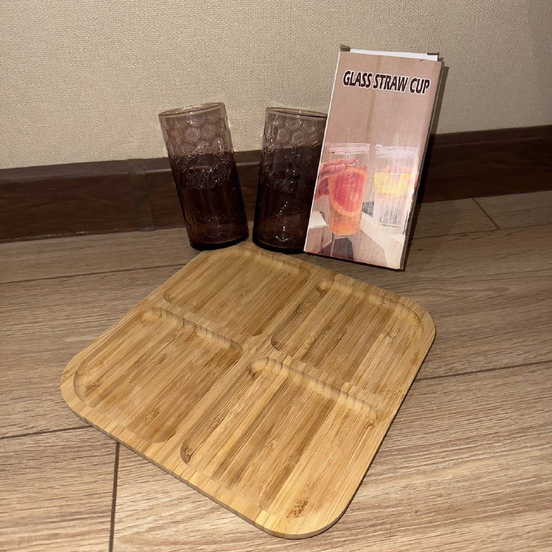 Стаканы, стакан с трубочкой, бамбуковая менажница