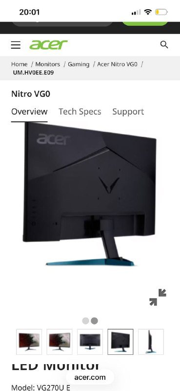 Монитор Acer 27 VG2700U IPS 2560x1440 100Гц AMD FreeSync