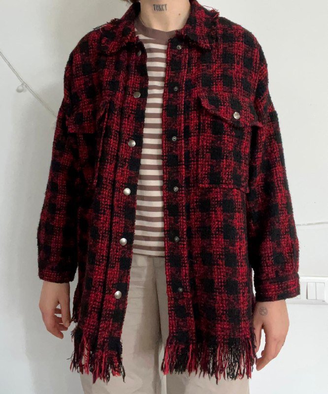 Красный жакет Zara оверсайз с накладными карманами 4