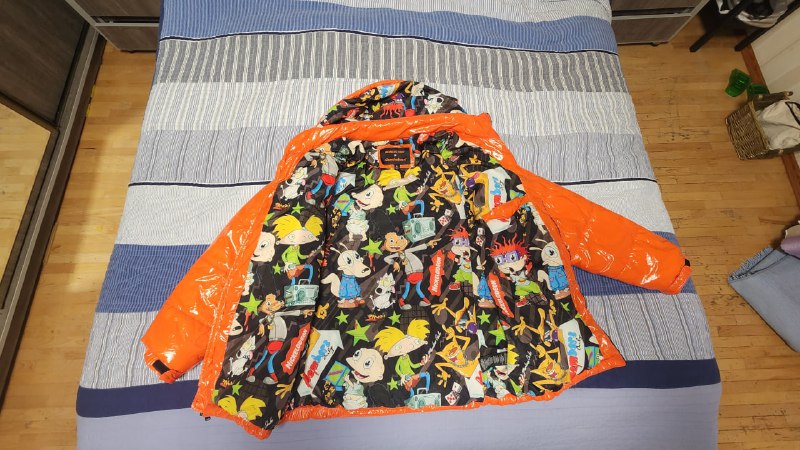 Members Only X Nickelodeon Orange Puffer Jacket Mens XL 3