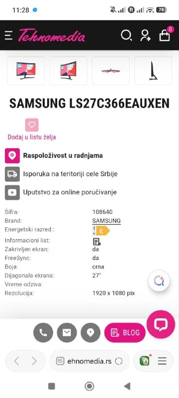 Монитор Samsung LS27C366EAUXEN 1
