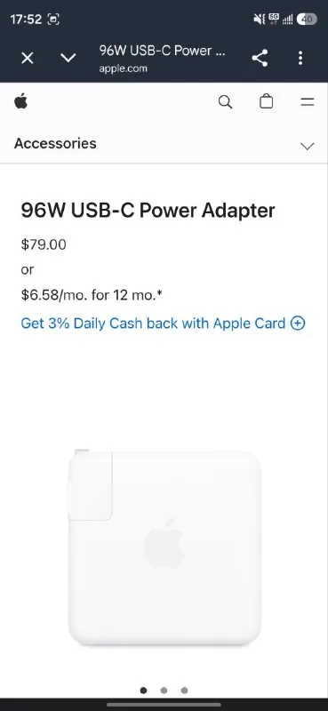Оригинальный блок питания Apple USB-C 96W 1